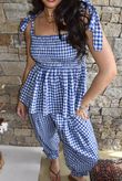 Nonni Gingham Bandeau Cami Malibu Blue